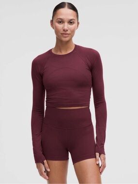 Lululemon Swiftly Tech Cropped Long Sleeve Garnet 6